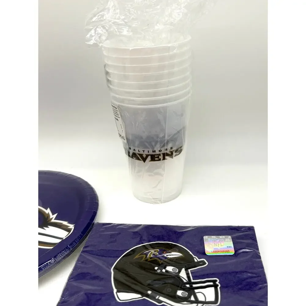 Baltimore Ravens NFL Party Supplies Plates Cups Napkins Set NWT Tailgate